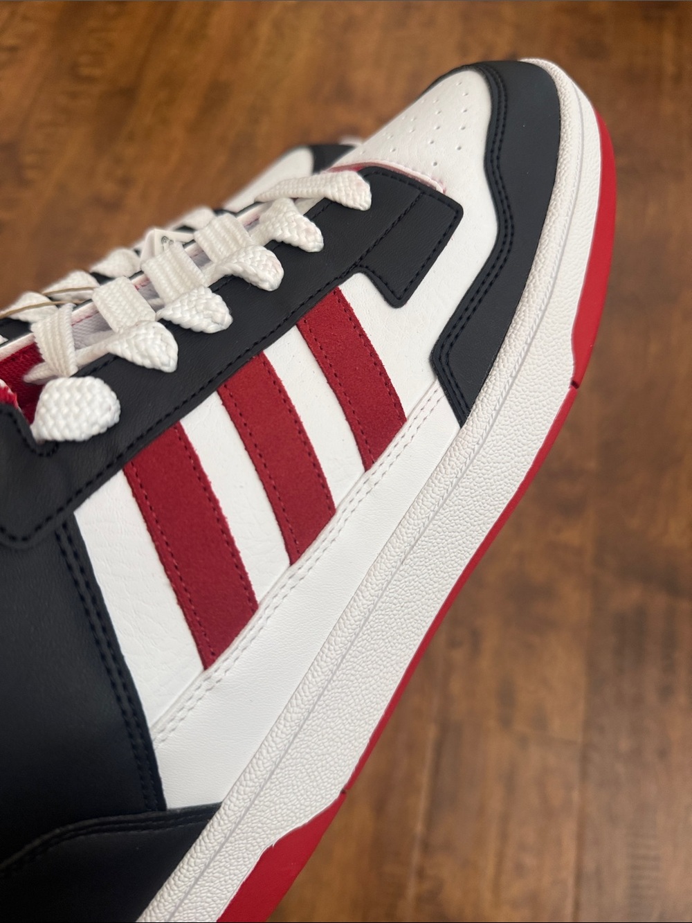 adidas High-Top Sneakers in White, Red & Black - Picture 11 of 14
